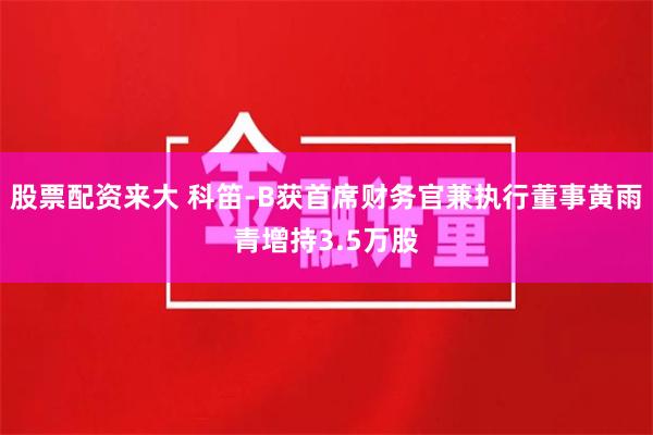 股票配资来大 科笛-B获首席财务官兼执行董事黄雨青增持3.5万股